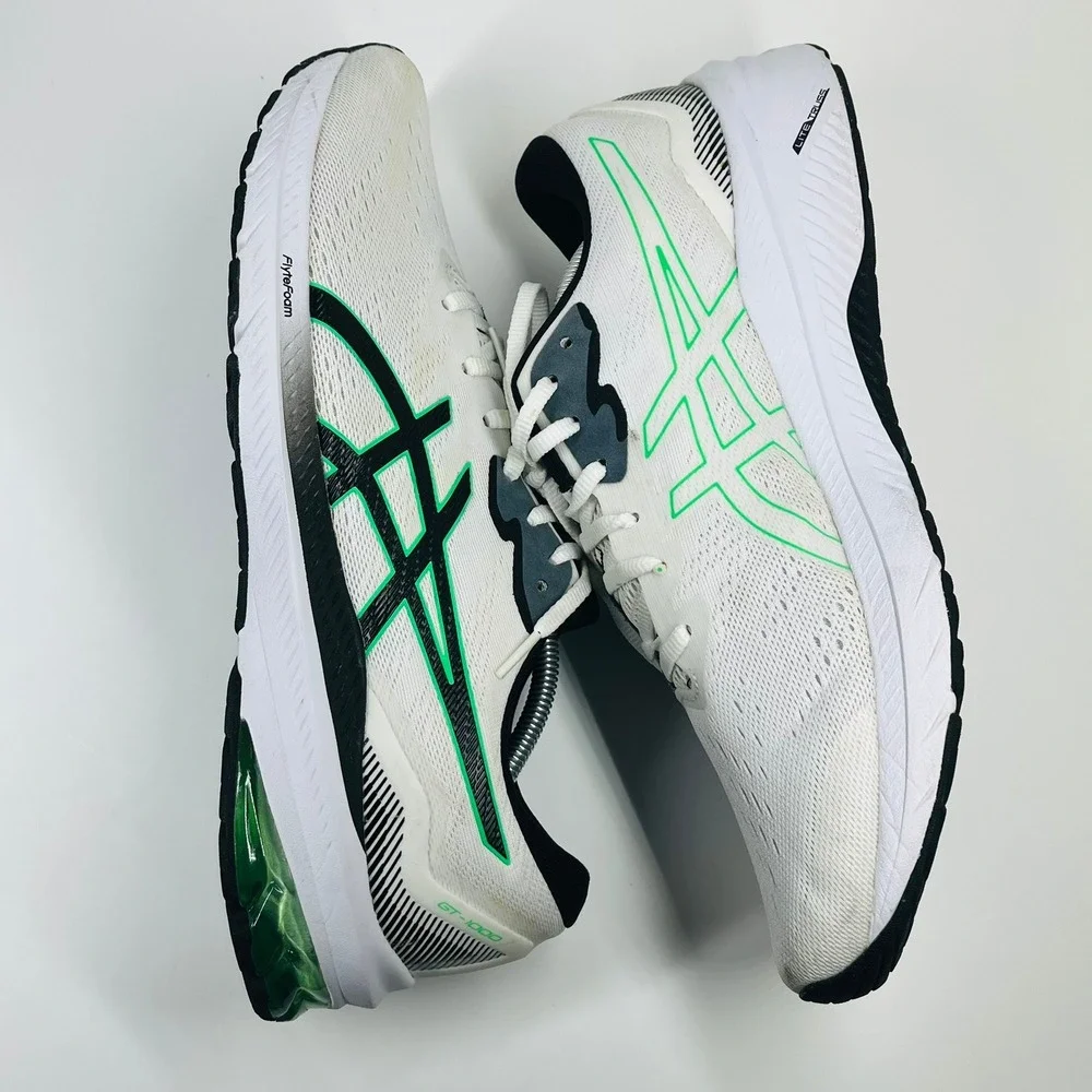 Asics GT-1000 Running Shoes Mens Size 12 White Green Black 1011B354 Sneakers